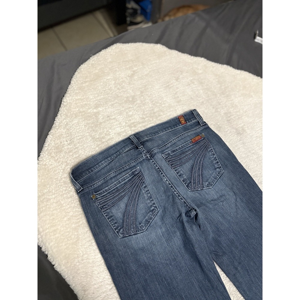 7 For All Mankind Dojo Flared Jeans Womens 30x30 Blue Denim Rise Boho Y2K - Picture 9 of 9